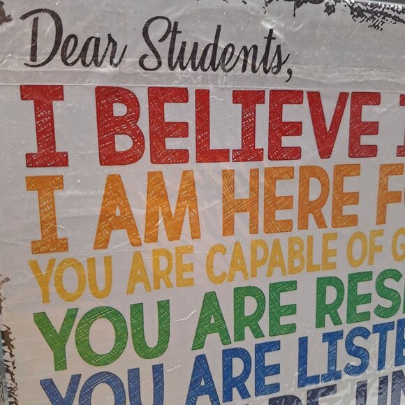 Classroom Metal Sign Poster Plaque 16 x 12 Dear Students Motivation Sign Teacher - Picture 3 of 5